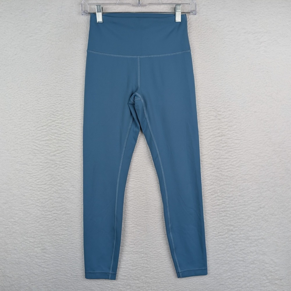 Lululemon Wunder Train High Rise Size 6 Blue Leggings 25"